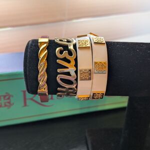 Rustic Cuff Gold and White "Have Courage" 3 Bracelet Stack